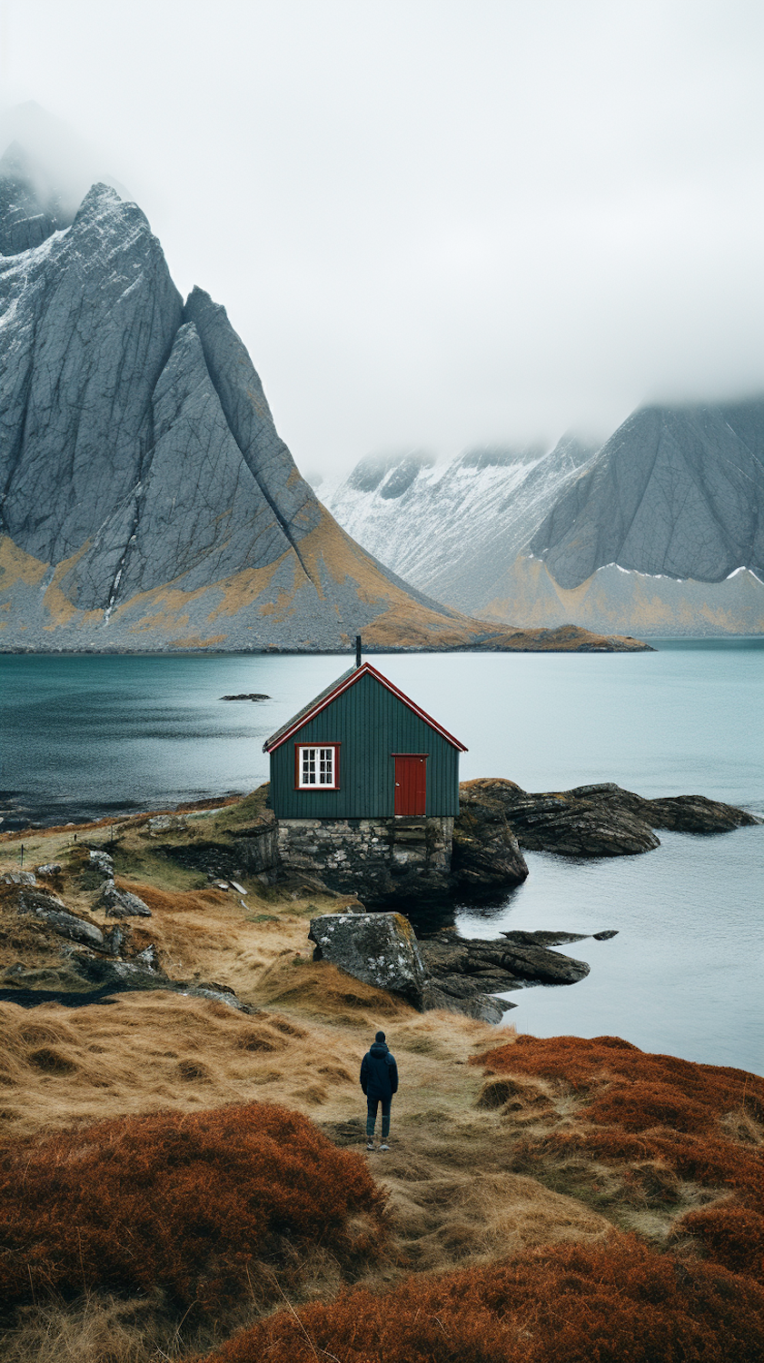 An image capturing the isolation and stark beauty of the Alaskan wilderness, mirroring the challenging setting of 'The Great Alone'.