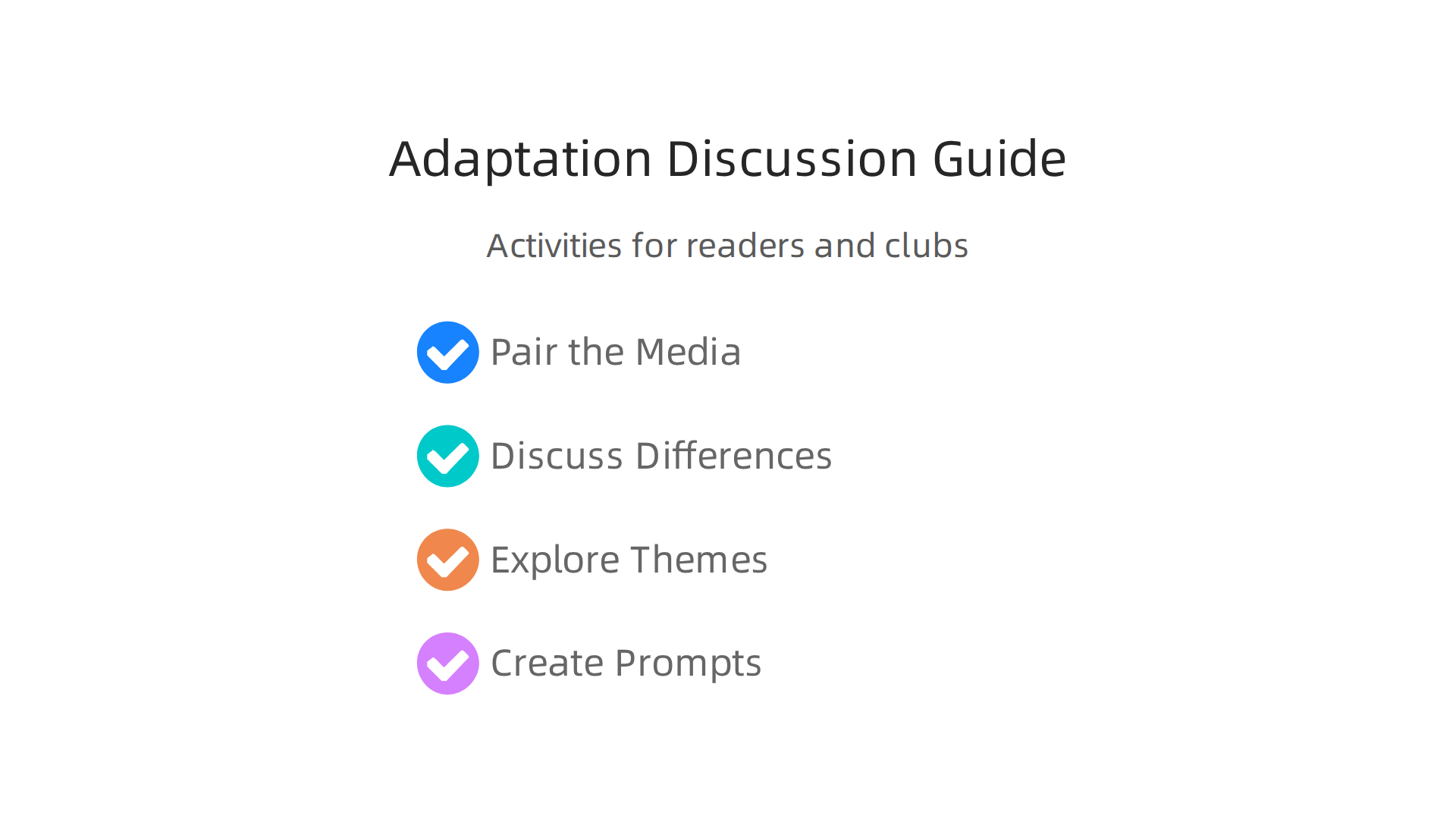 A guide for book clubs and readers to deepen their engagement with media adaptations.