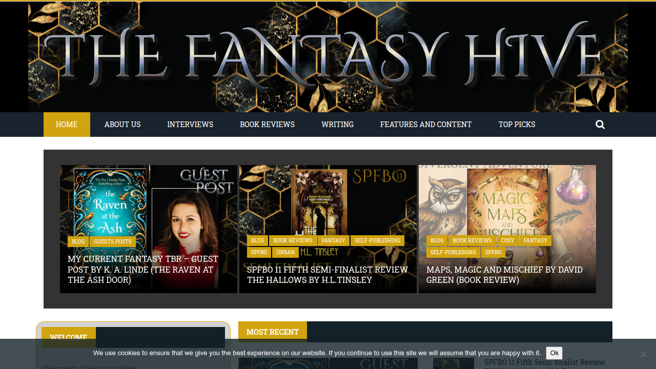 The Fantasy Hive is a community site for fantasy literature, providing news, reviews, and insights into both traditionally and self-published works.